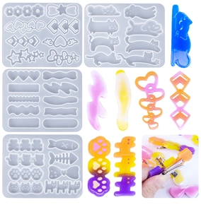 Moules détaillés en silicone pour barrettes et bijoux DIY en forme de chat et d'étoile
