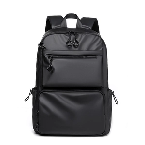 Sac à dos noir pour ordinateur 15,6 pouces avec poches multiples et zips à anneaux