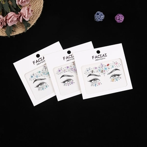 Three-piece set of iridescent crystal face jewels and rhinestones for party makeup