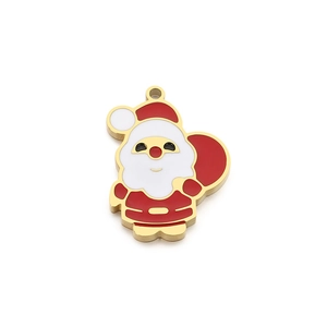 Enamel Santa Claus pendant in red and white for DIY Christmas jewelry making