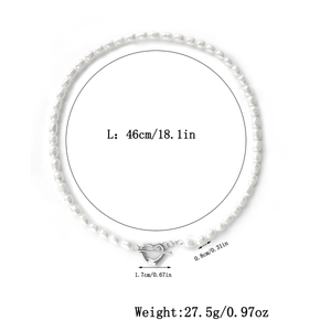 Close-up of 925 silver heart OT buckle and 8mm freshwater pearl necklace dimensions