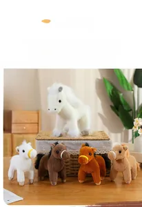 Plush horse toy collection in assorted colors displayed in a cozy home setting