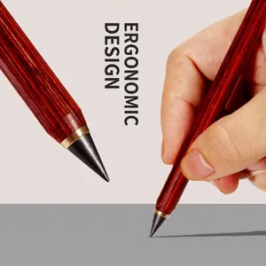 Inkless wood texture eternal pencil with ergonomic grip for smooth writing and drawing