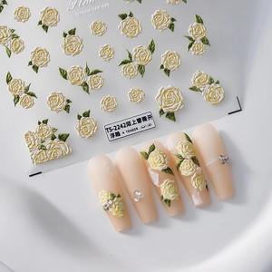 5D Relief Nail Art Stickers Flower Rose Design 3D Self Adhesive Ultra Thin Floral Nail Decals For DIY Manicure