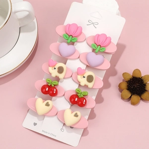 Sweet Hair Clips Plastic Resin Cartoon Heart Tulip Elephant Cherry Cute Duckbill Barrette For Girls Women Fashion