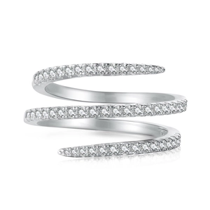 Elegant S925 sterling silver snake-shaped wrap ring with sparkling cubic zirconia gems