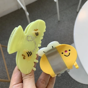Bee Hair Claw Clip Acetate Rhinestone Small Animal Pattern Yellow Transparent Sweet Elegant Hair Accessories For Women