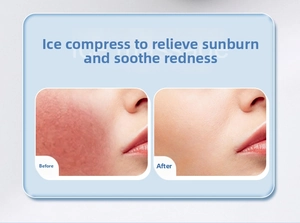 Face skin comparison before and after using cooling ice globe massager for soothing relief