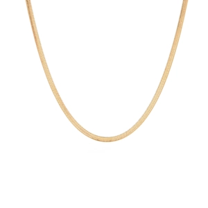 Elegant gold-plated stainless steel flat snake chain necklace with a smooth metallic finish