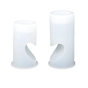 Set of two cylindrical heart-shaped silicone candle holder molds for DIY crafts