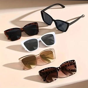 Chic oversized cat-eye sunglasses collection with cutout temples in five stylish colors