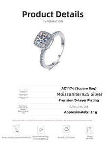 Macro shot of 925 sterling silver ring featuring a 1 carat moissanite and halo setting