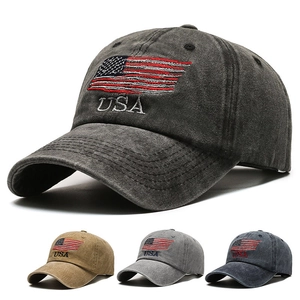 Baseball Cap Washed Cotton Vintage USA Flag Embroidery Distressed Retro Hip Hop Adjustable Sun Hat For Men Women