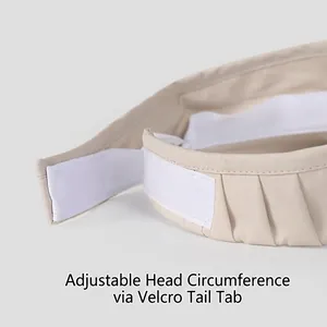 Minimalist beige sun visor hat with adjustable velcro strap for custom head size fitting