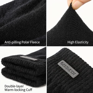 Men's winter knit gloves with windproof polar fleece, touchscreen grip and thermal cuffs