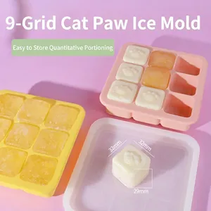 Bac À Glaçons Patte De Chat Moule En Silicone Avec Couvercle Pour Gelée DIY Aliments Bébé Chocolat Pudding Réutilisable Multi Grille