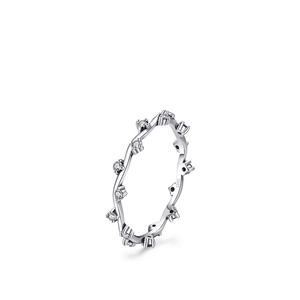 Irregular S925 sterling silver ring with micro-set zircon stones on white background