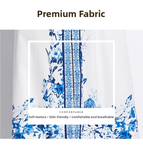 Detail of floral printed fabric showing soft texture and breathable material quality