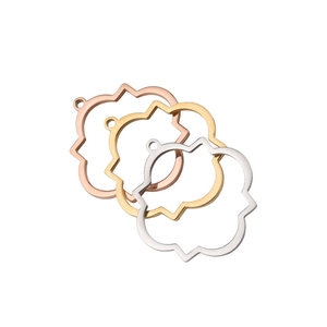 Polished hollow clover pendants in rose gold, gold, and silver finishes for DIY jewelry