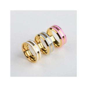 Three-piece set of minimalist gold-plated ceramic rings with Ellington engraving
