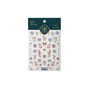 Self-adhesive Phoenix Crown nail stickers TS-3983 with blue and red floral patterns