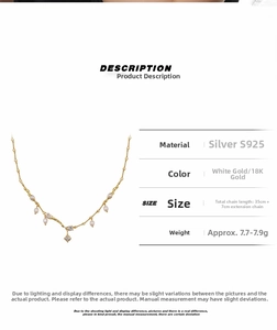 Detailed specs of S925 sterling silver pearl necklace with square crystal pendant