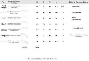 Tableau des tailles détaillé pour veste en cuir femme à col en fourrure avec mesures exactes