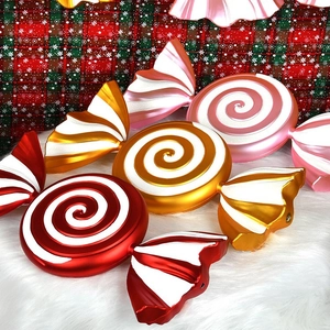 55cm Christmas candy hanging ornaments with red gold pink stripes for festive decor