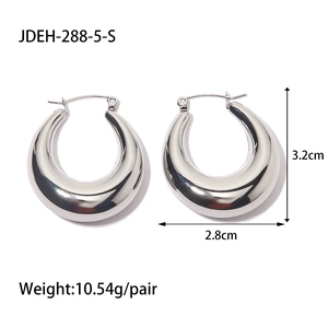 Polished silver stainless steel hollow teardrop earrings, size 3.2cm by 2.8cm