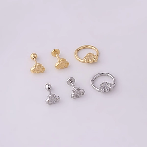 Set of 6 stainless steel bee piercing jewelry in gold and silver finishes