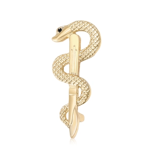 Elegant Alloy Snake Rod of Asclepius Brooch For Men Women Medical Symbol Rhinestone Drip Oil Pin For Suit Coat Corsage