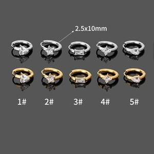 Simple Stainless Steel Hoop Earrings With Rhinestone Heart Star Geometric Charms Fashion Body Piercing Jewelry For Women Men