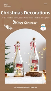 Close-up of lighted Christmas glass jars with miniature snowman and Santa on wood base