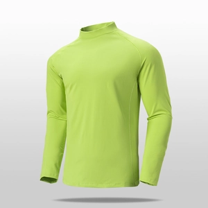 T-Shirt De Sport À Manches Longues Pour Hommes Col Montant Séchage Rapide Élastique Raglan Slim Fit Base Layer Top