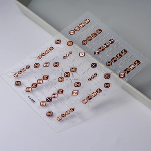 Detailed view of Co-044 bronze gold embossed geometric diamond nail art stickers