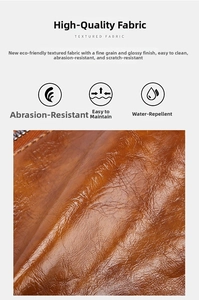 Detail of waterproof brown leather material with durable texture and glossy finish