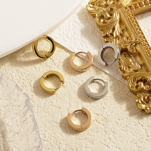 Titanium steel hoop earrings in gold, silver and rose gold with matte and polished finish