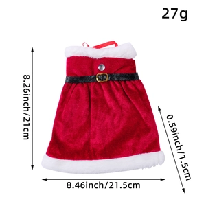 Weihnachts-Kleid Weinflaschenhülle aus rotem Samt mit weißem Pelzbesatz und Gürtel