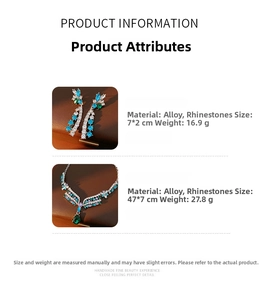 Specifications of silver rhinestone flower necklace and fringe earrings jewelry set
