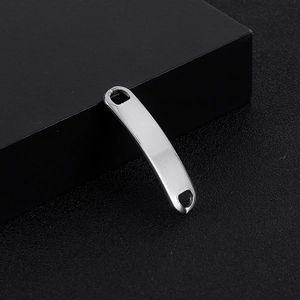 Polished stainless steel curved bar connectors with double holes for DIY jewelry making