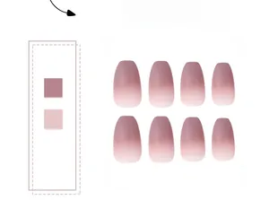 Detailed view of matte grape purple gradient press-on nails in short coffin shape