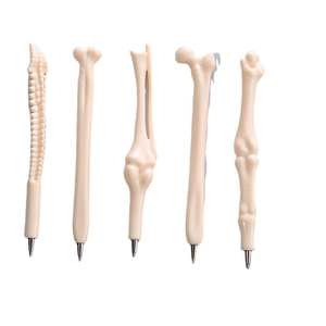 Set of 5 creative bone-shaped ballpoint pens with unique skeletal designs for office use