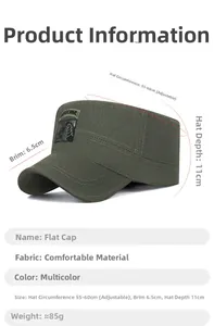 Detail view of cotton military cap with Airborne patch and adjustable size parameters