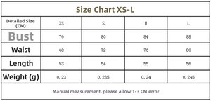 Detailed size chart for women bow knot top showing measurements in CM from size XS to L