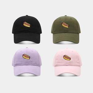 Hot Dog Embroidery Baseball Cap Cotton Adjustable Curved Brim Outdoor Sports Fashion Hat For Men Women
