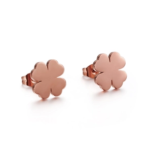 Boucles D'oreilles Trèfle Acier Titane Forme De Coeur Strass Poli Bijoux De Mode Minimalistes Pour Femmes