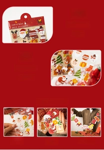 Detailed Christmas sticker set featuring cute cartoon reindeer and clear print packaging
