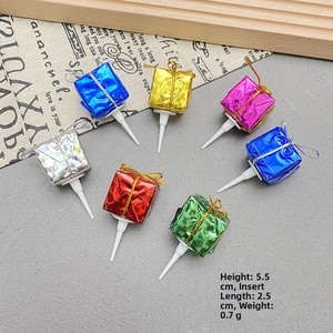 Mini metallic gift box cake toppers in multiple colors for Christmas baking decoration