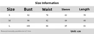 Detailed size chart for autumn slim fit cardigan blazer including bust and waist measurements