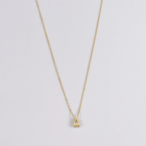 Minimalist 18K gold stainless steel chain necklace with waterdrop crystal pendant
